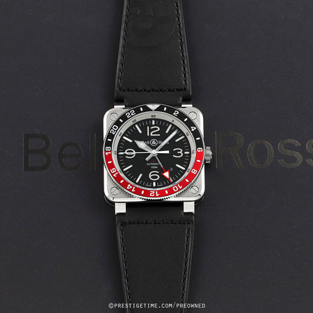 Pre-owned Bell & Ross BR-03 GMT 42mm BR0393-BL-ST/SCA