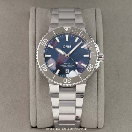 Pre-owned Oris Aquis Date Upcycle PET 41.5mm 01 733 7766 4150-Set
